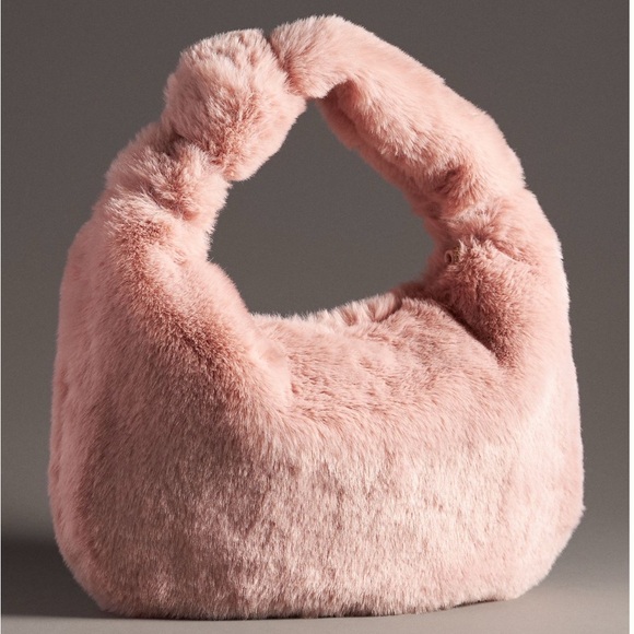Anthropologie x Melie Bianco The Bridgitte Satchel Faux Fur Edition in Mauve NWT - Picture 1 of 11
